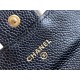 Classic Flap Classic Card Holder, Black and Gold, Caviar Textured Calfskin  