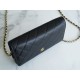 Chanel WOC Money Bag (Magnetic Closure), Black and Gold, Caviar Calfskin  