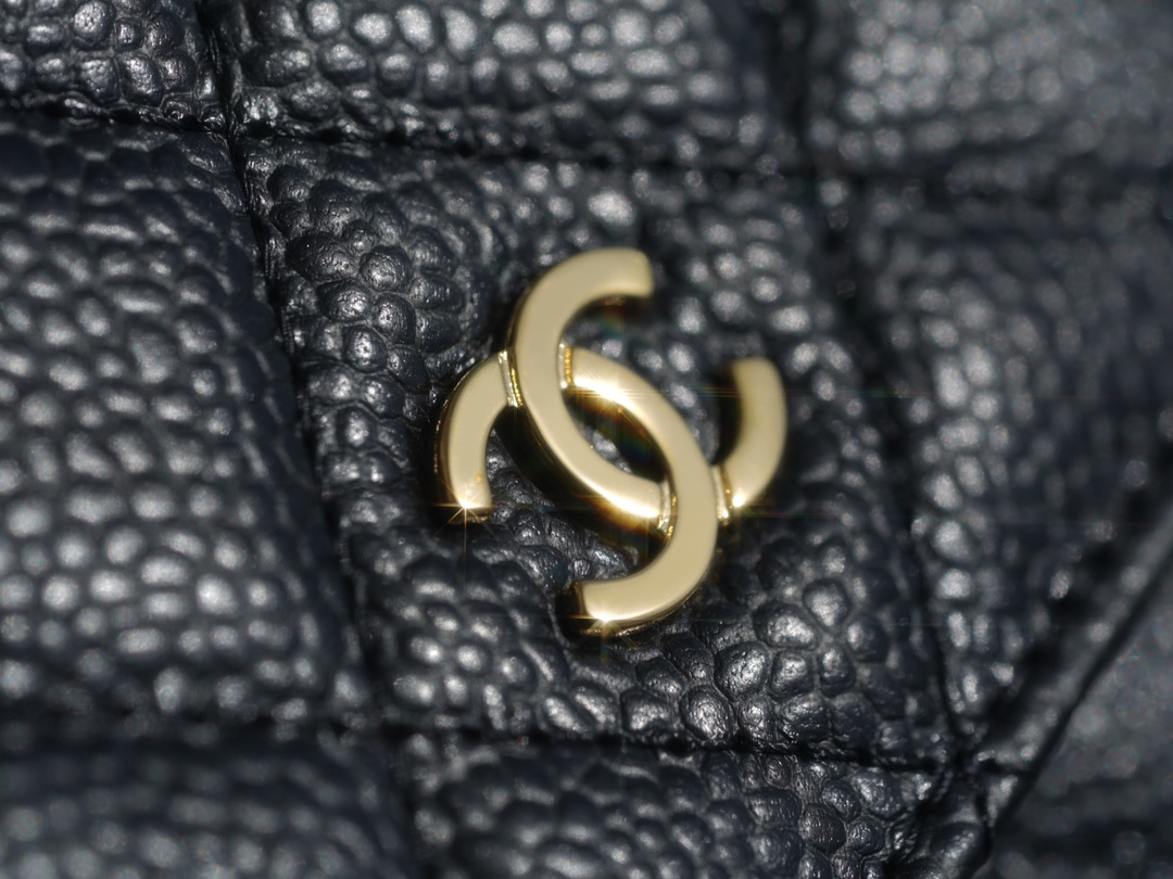 Chanel WOC Money Bag (Magnetic Closure), Black and Gold, Caviar Calfskin  