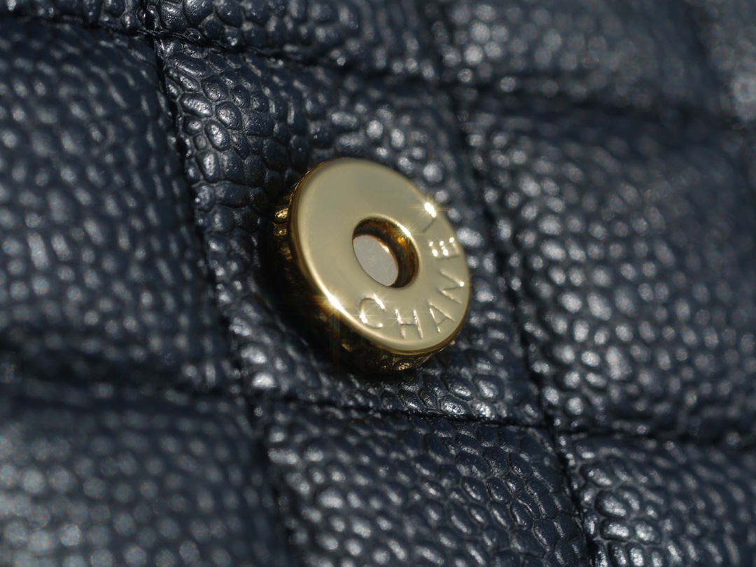 Chanel WOC Money Bag (Magnetic Closure), Black and Gold, Caviar Calfskin  