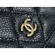 Chanel WOC Money Bag (Magnetic Closure), Black and Gold, Caviar Calfskin  