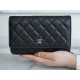 Chanel WOC Money Bag (Magnetic Closure), Black and Silver, Caviar Calfskin  