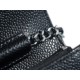 Chanel WOC Money Bag (Magnetic Closure), Black and Silver, Caviar Calfskin  