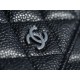 Chanel WOC Money Bag (Magnetic Closure), Black and Silver, Caviar Calfskin  