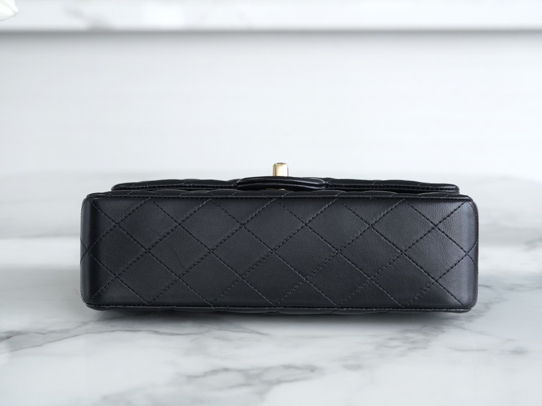 Classic Flap Bag, Black and Gold, Small, Lambskin  