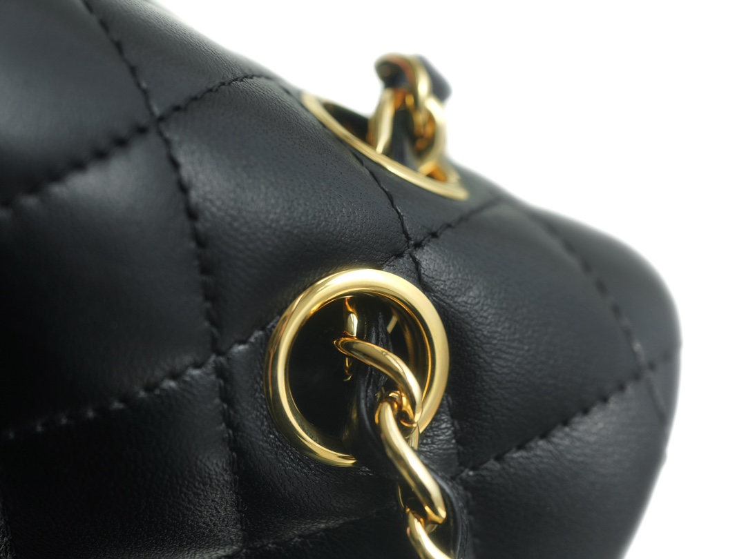 Classic Flap Bag, Black and Gold, Small, Lambskin  