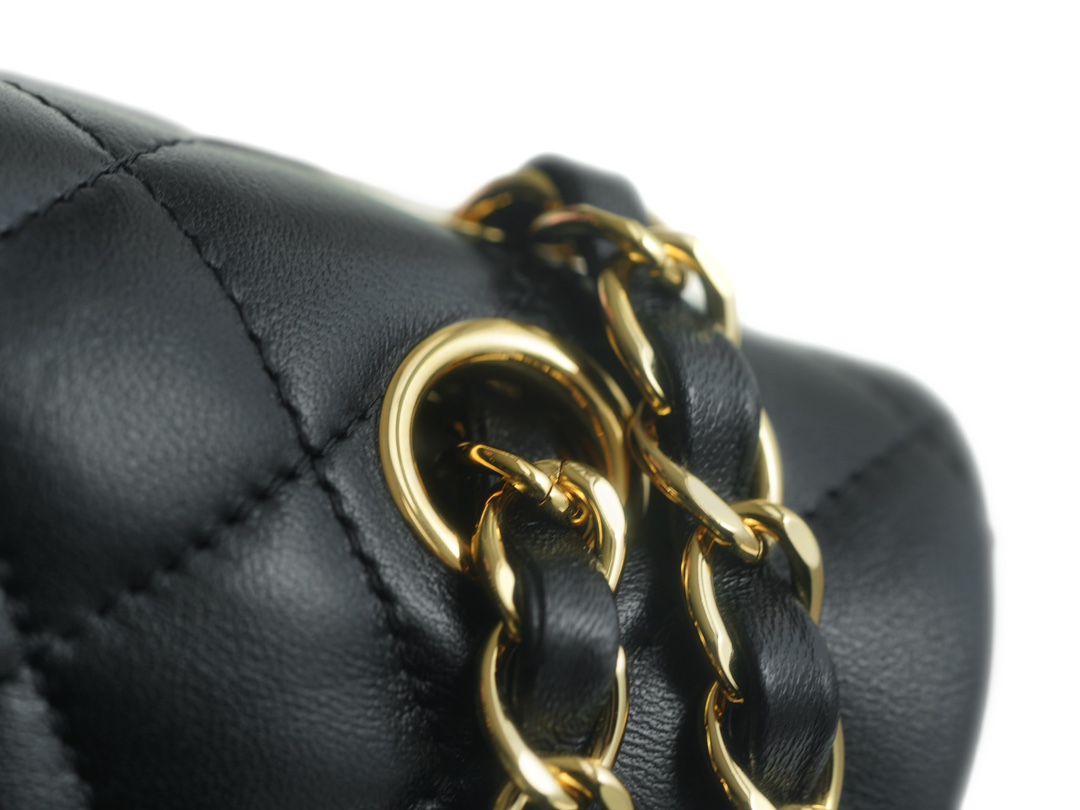 Classic Flap Bag, Black and Gold, Small, Lambskin  