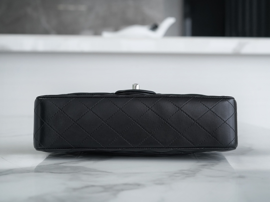 Classic Flap Bag, Black and Silver, Lambskin  