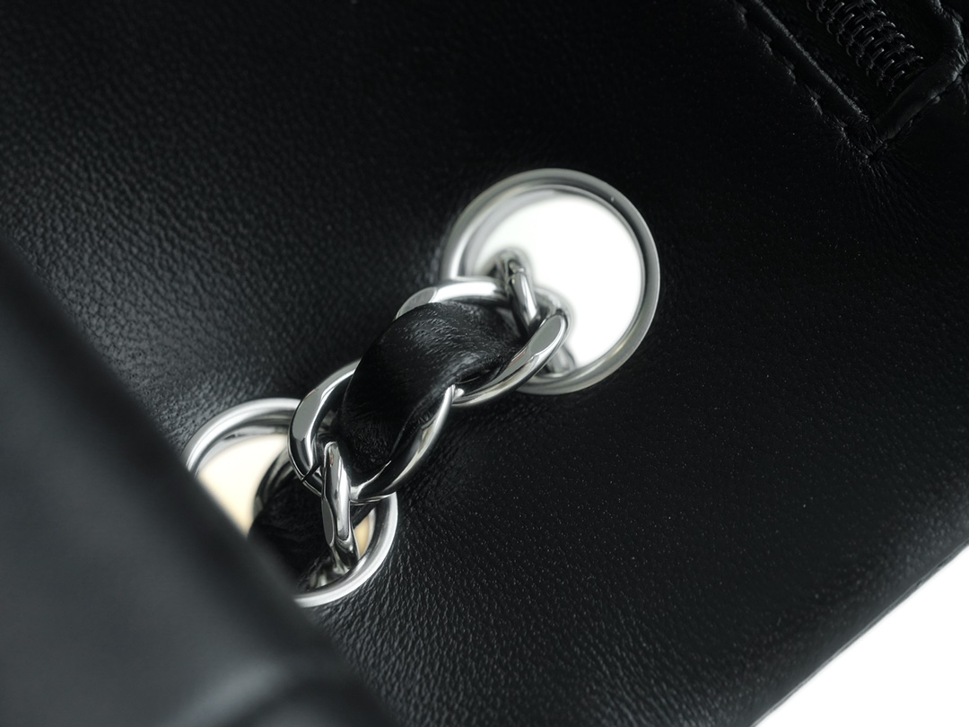 Classic Flap Bag, Black and Silver, Lambskin  