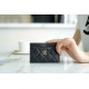 Classic Flap Classic Card Holder, Black and Gold, Caviar Textured Calfskin  