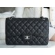 CF Classic Flap Jumbo, Black and Silver, Caviar Calfskin  