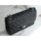 CF Classic Flap Jumbo, Black and Silver, Caviar Calfskin  