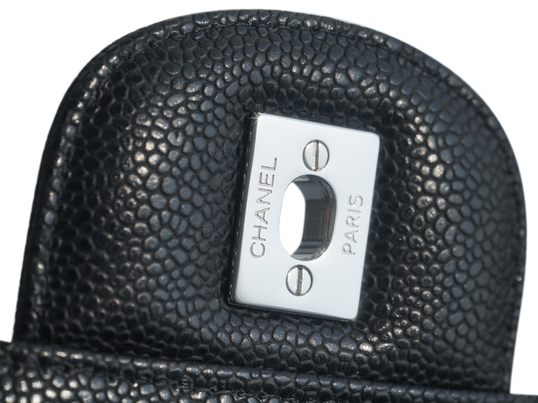 CF Classic Flap Jumbo, Black and Silver, Caviar Calfskin  