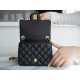 Classic Flap Bag, Black and Gold, Square, Lambskin  