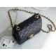 Classic Flap Bag, Black and Gold, Square, Lambskin  