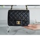 Classic Flap Bag, Black and Gold, Square, Lambskin  