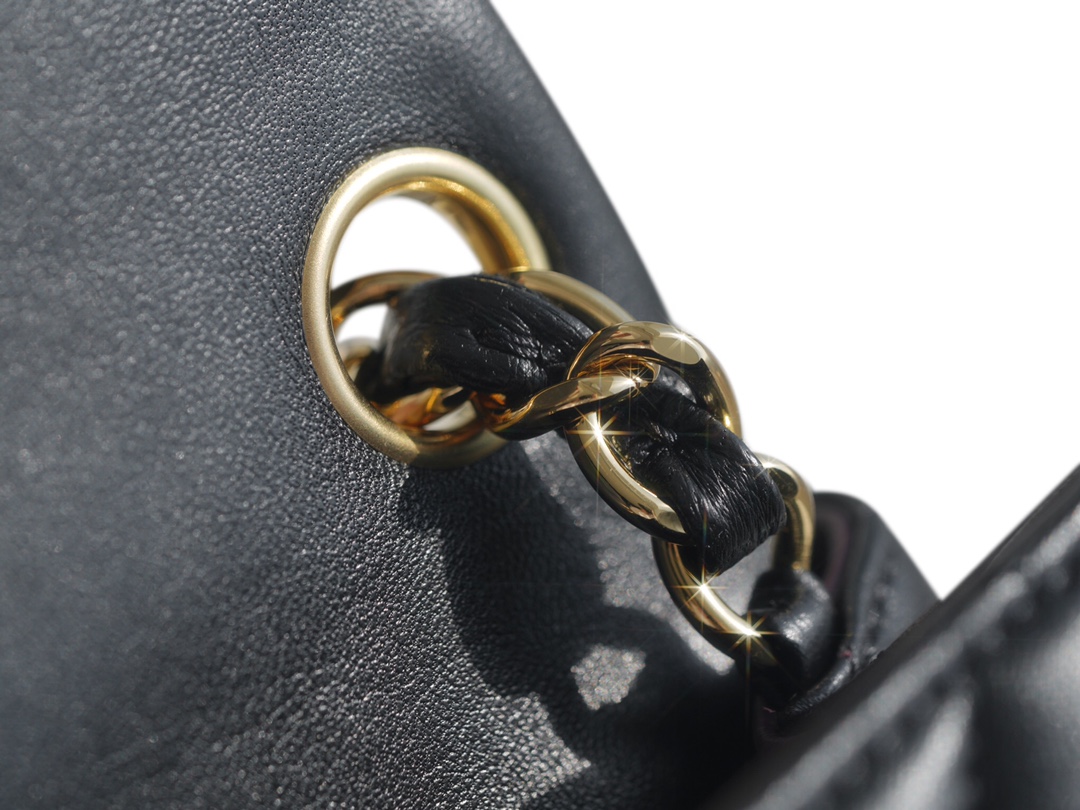 Classic Flap Bag, Black and Gold, Square, Lambskin  