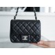 Classic Flap Bag, Black and Silver, Square, Lambskin  