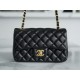 Classic Flap Bag, Black and Gold, Mini, Lambskin  