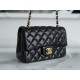 Classic Flap Bag, Black and Gold, Mini, Lambskin  