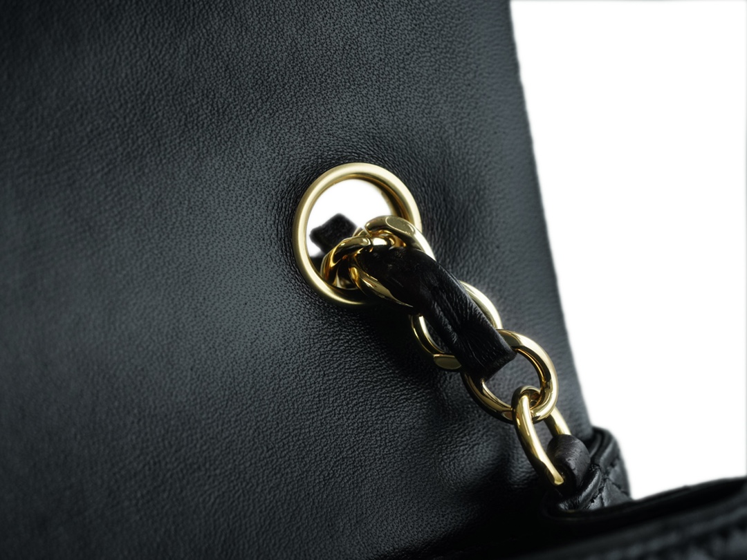 Classic Flap Bag, Black and Gold, Mini, Lambskin  