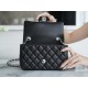 Classic Flap Bag, Black and Silver, Mini, Lambskin  