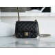 Classic Flap Bag, Black and Gold, Lambskin  