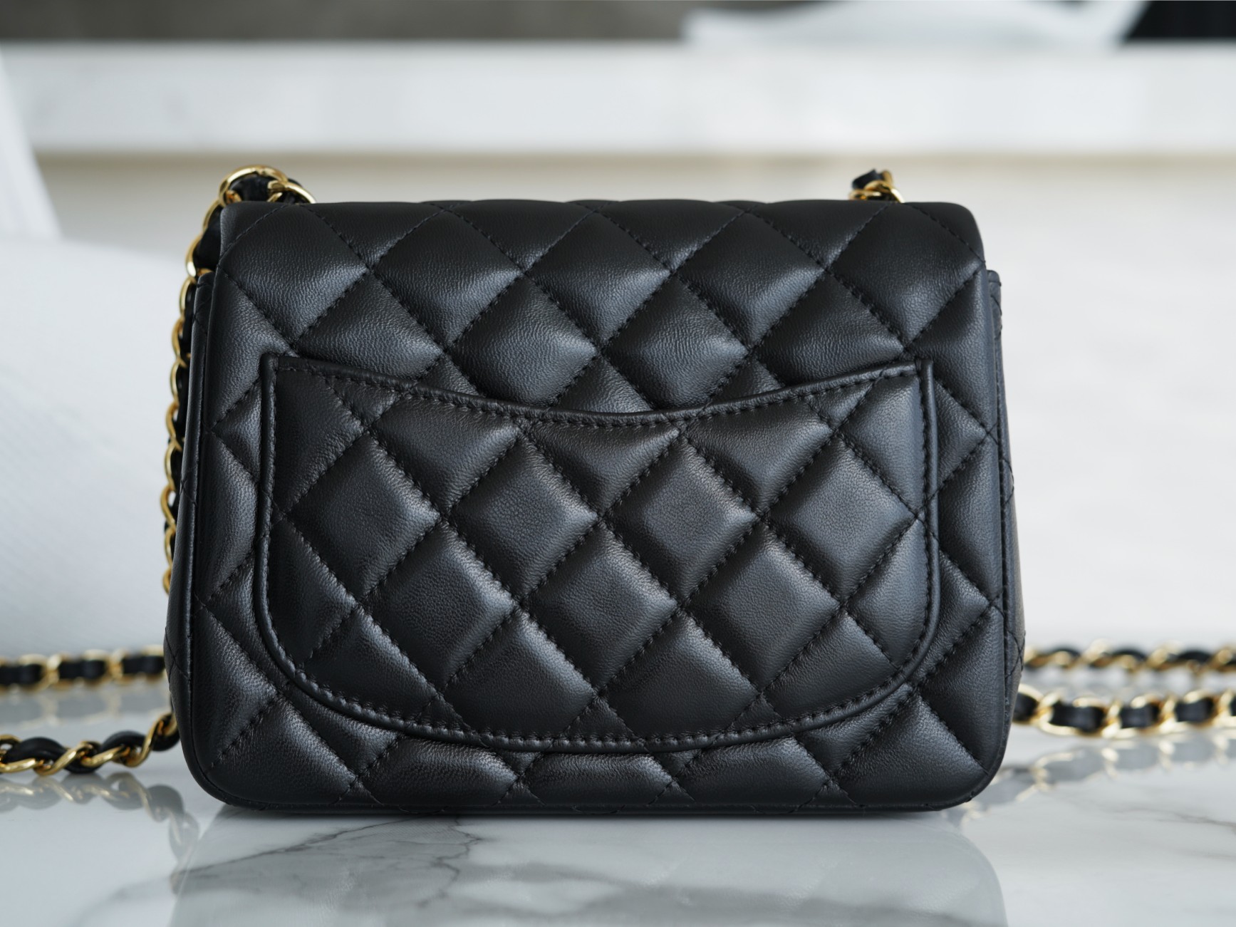 Classic Flap Bag, Black and Gold, Lambskin  