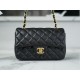 Classic Flap Bag, Black and Gold, Lambskin  