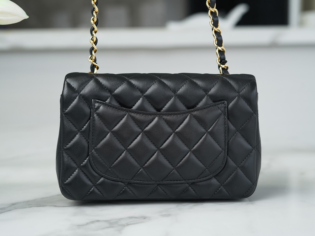 Classic Flap Bag, Black and Gold, Lambskin  