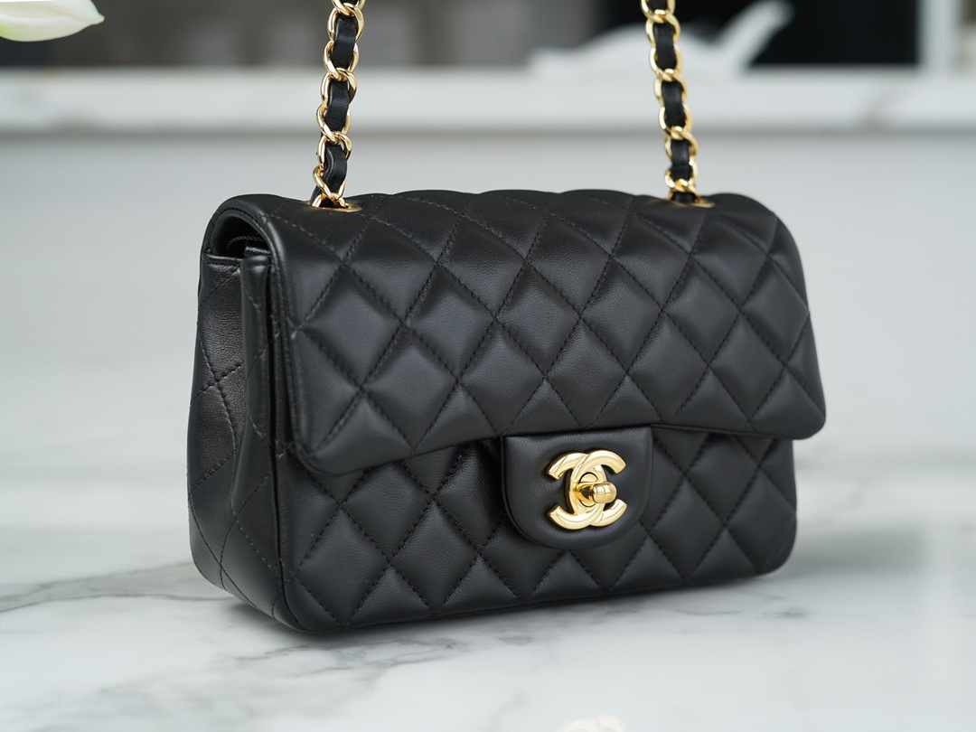 Classic Flap Bag, Black and Gold, Lambskin  