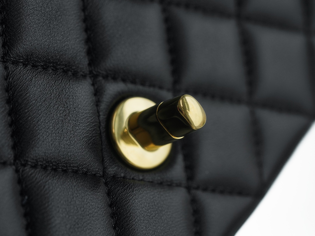 Classic Flap Bag, Black and Gold, Lambskin  