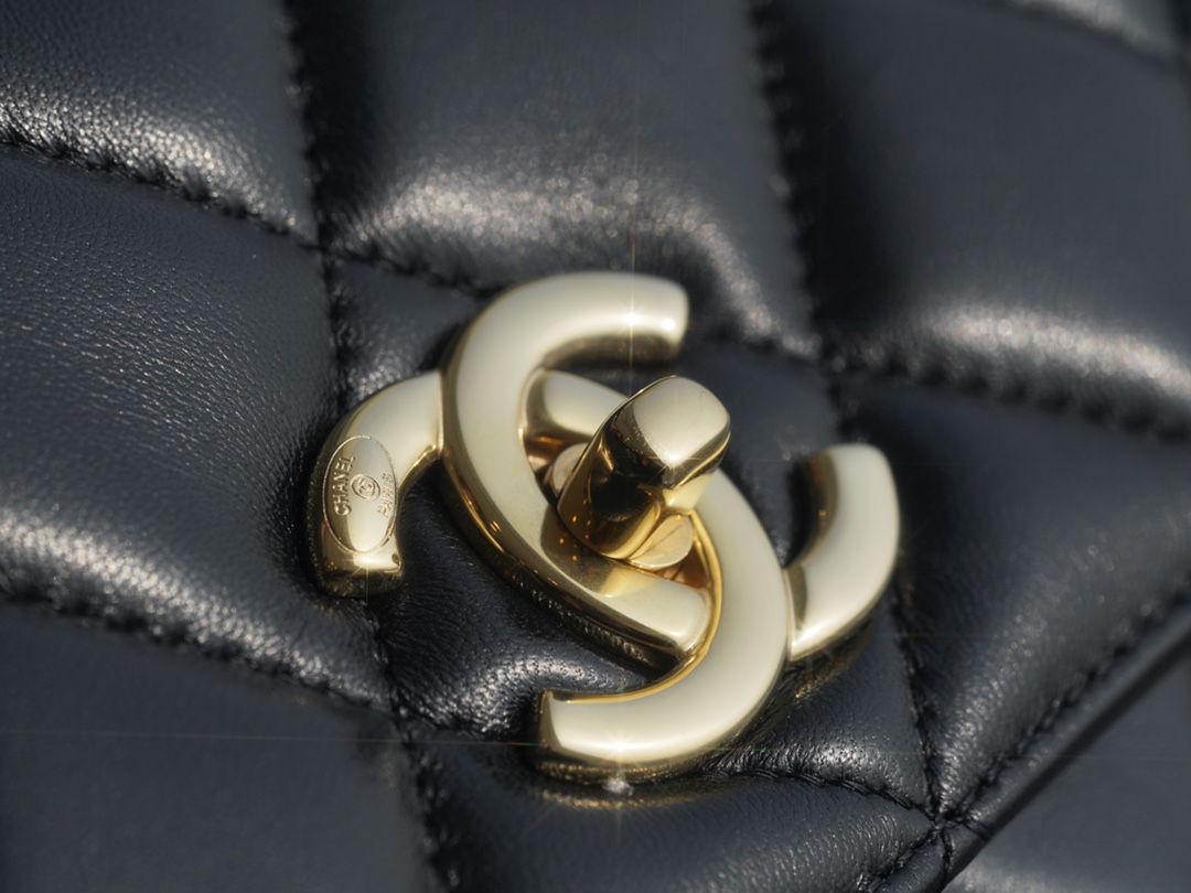 Chanel Trendy CC Flap Bag, Black and Gold, Lambskin  