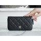 Classic Flap Zipper Long Wallet, Black and Gold, Calfskin  