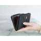 Classic Flap Zipper Long Wallet, Black and Gold, Calfskin  