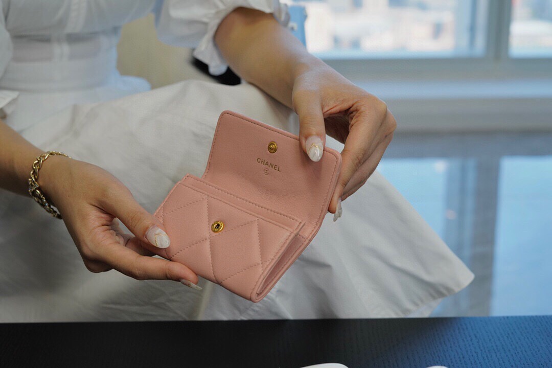 19 Series Card Holder, Pink, Goat Leather  