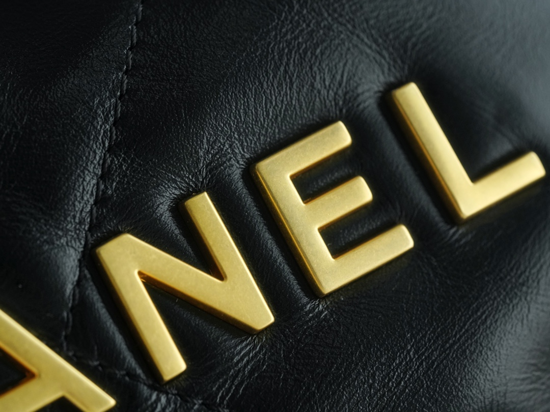 CHANEL✦ 23S Spring/Summer New 22Mini Bag, Black Gold, Calfskin  