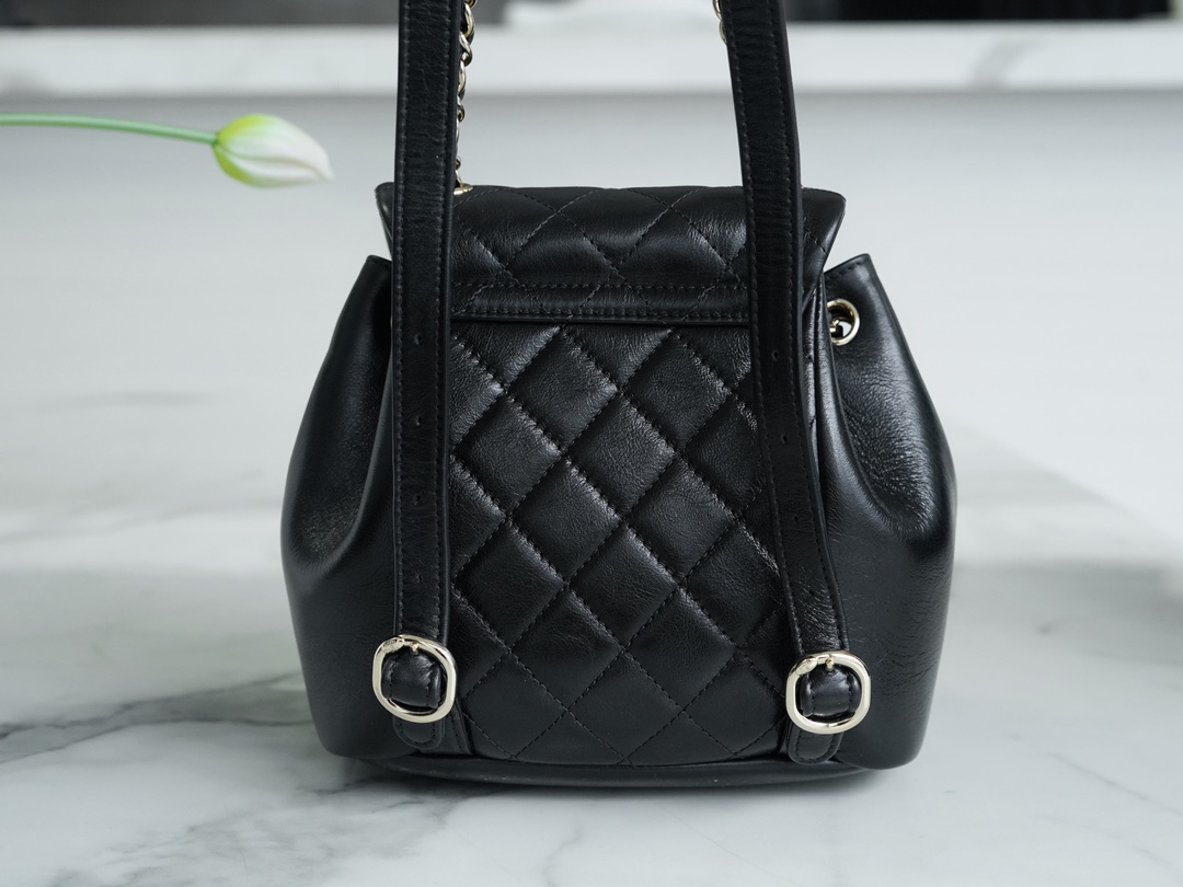 CHANEL✦ 21/22 Duma Backpack, Black, Waxed Calfskin