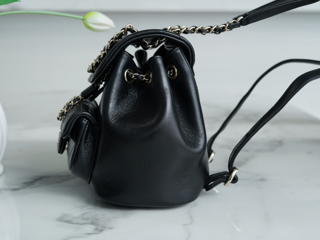 CHANEL✦ 21/22 Duma Backpack, Black, Waxed Calfskin