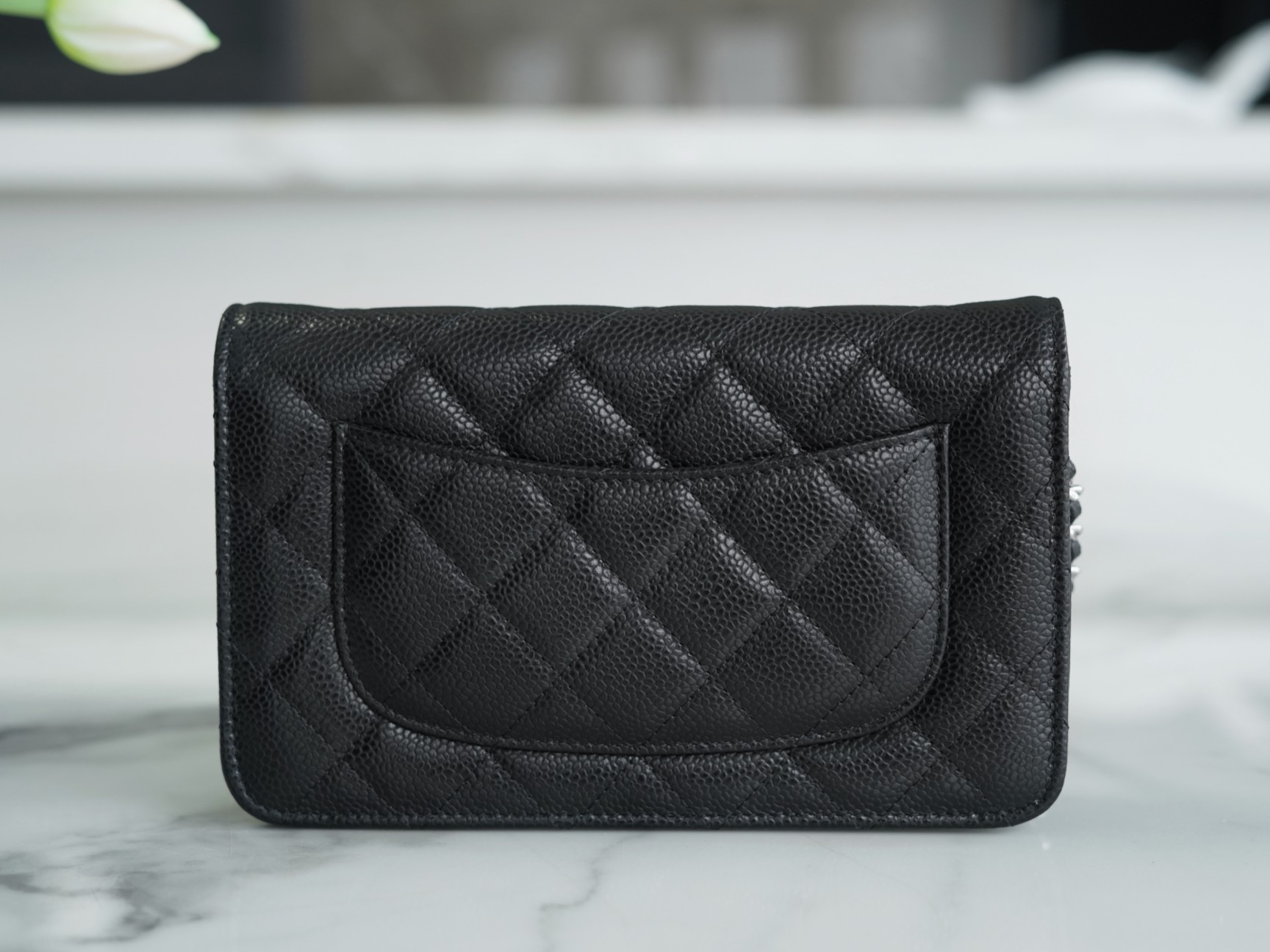 Chanel Entry Classic WOC (Magnetic Closure), Black Silver, Caviar Calfskin  