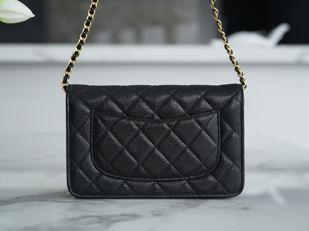 Chanel Entry Classic WOC (Magnetic Closure), Black Gold, Caviar Calfskin  