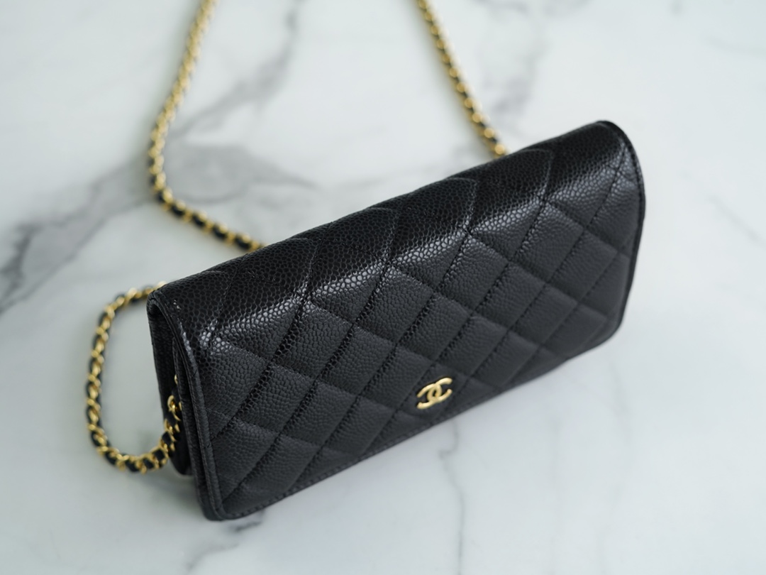 Chanel Entry Classic WOC (Magnetic Closure), Black Gold, Caviar Calfskin  