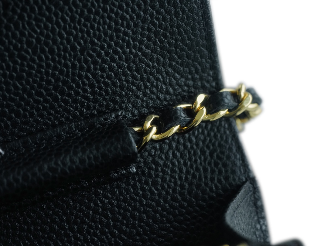 Chanel Entry Classic WOC (Magnetic Closure), Black Gold, Caviar Calfskin  