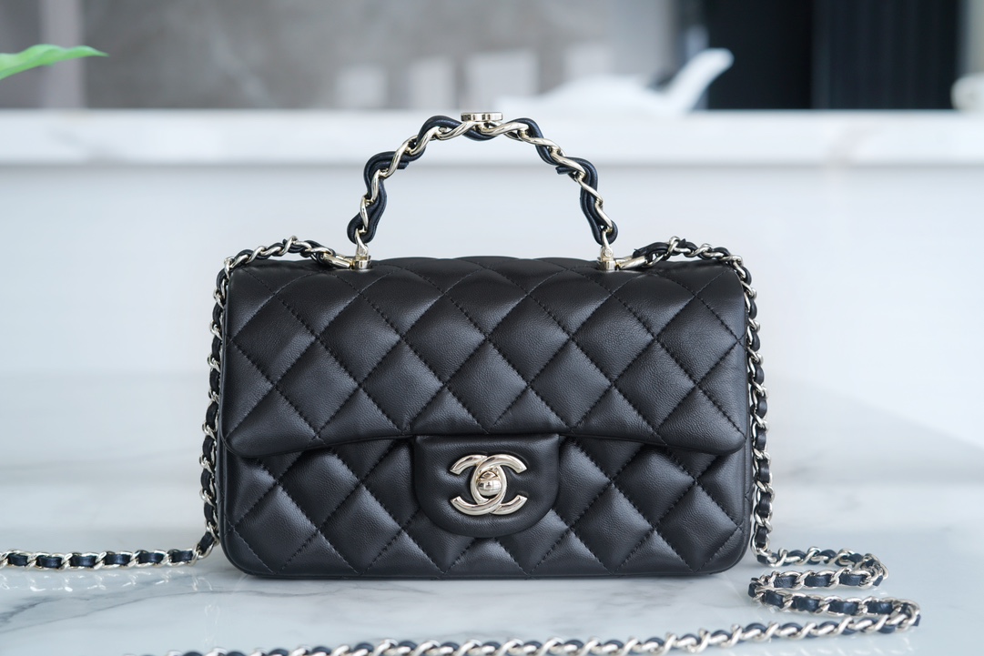 Chanel 23K Double C Handle CF Bag, Black  