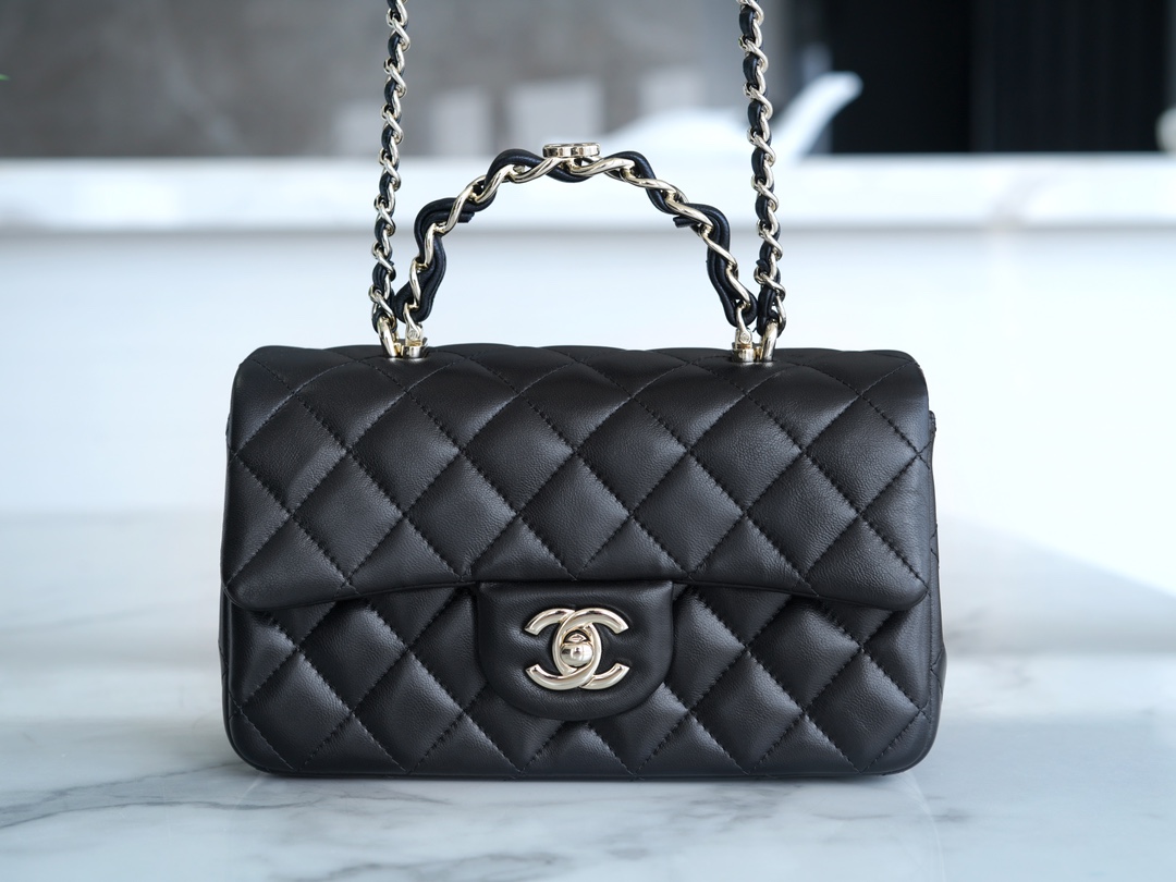 Chanel 23K Double C Handle CF Bag, Black  