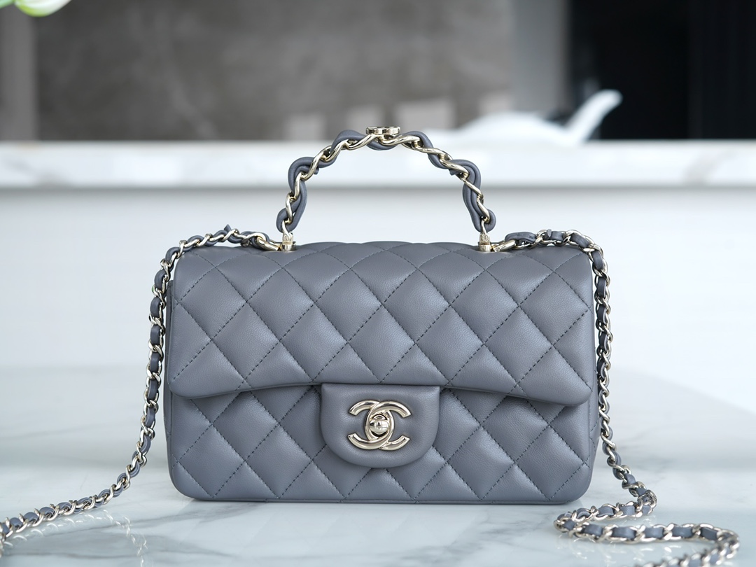 Chanel 23K Double C Handle CF Bag, Dark Gray  