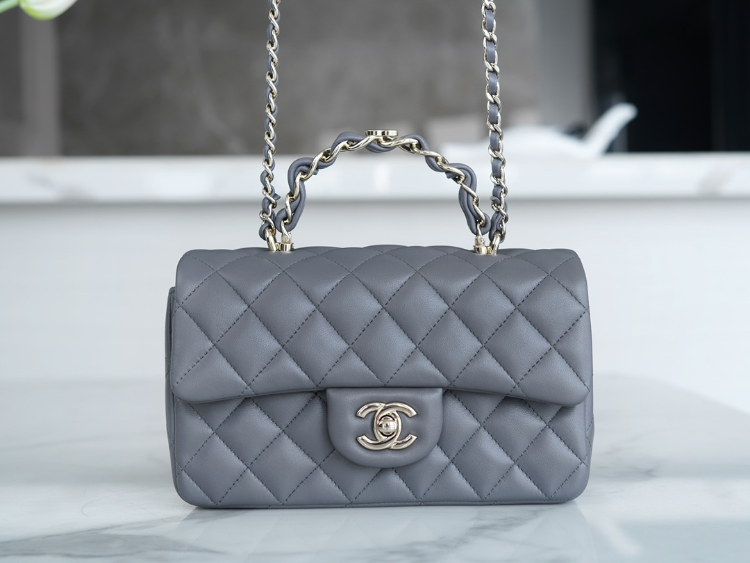 Chanel 23K Double C Handle CF Bag, Dark Gray  