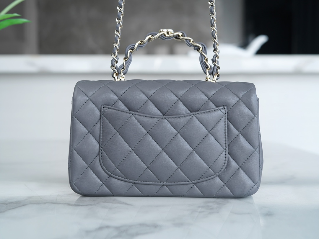 Chanel 23K Double C Handle CF Bag, Dark Gray  