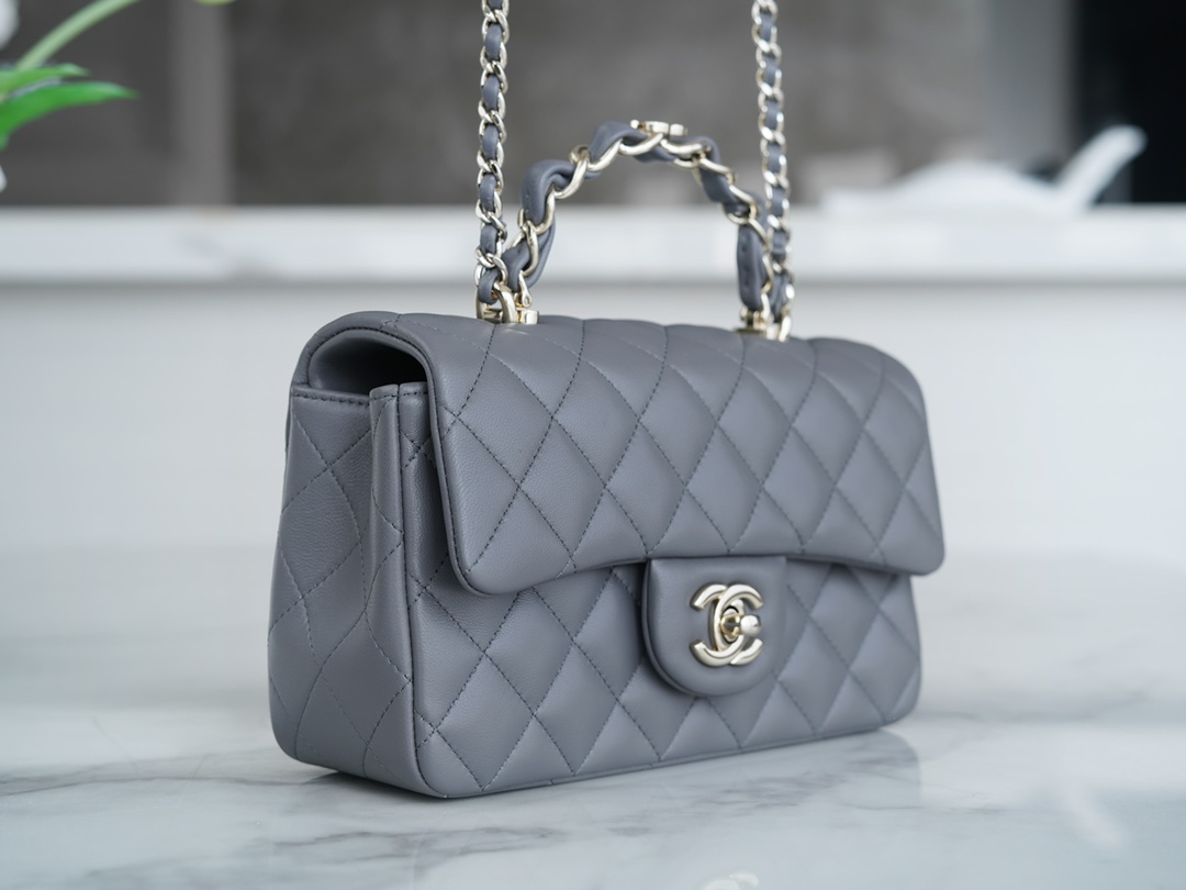 Chanel 23K Double C Handle CF Bag, Dark Gray  