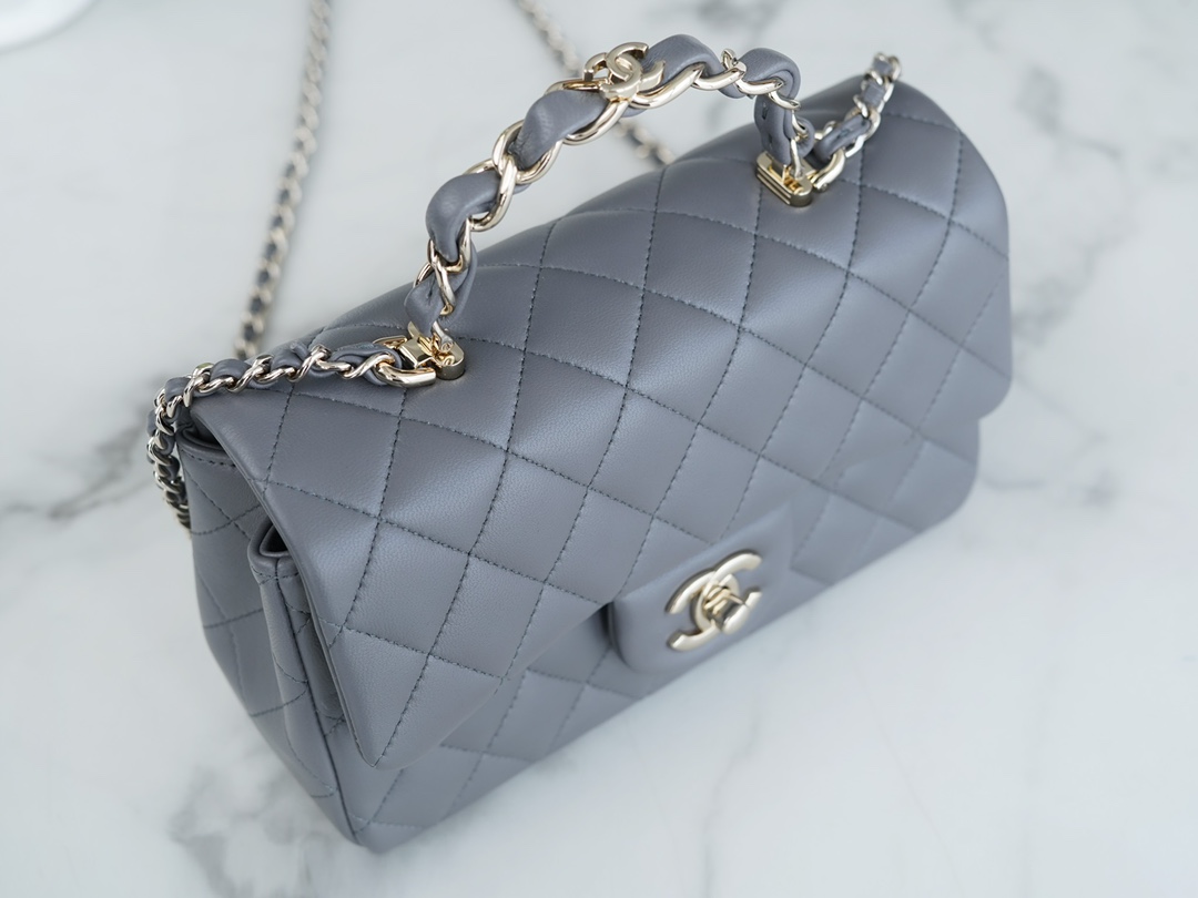 Chanel 23K Double C Handle CF Bag, Dark Gray  